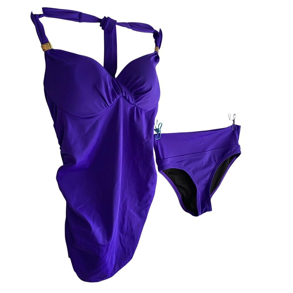 Victoria's Secret Tankini Swim Set Womens XS Purple Halter Bikini 2 Piece
